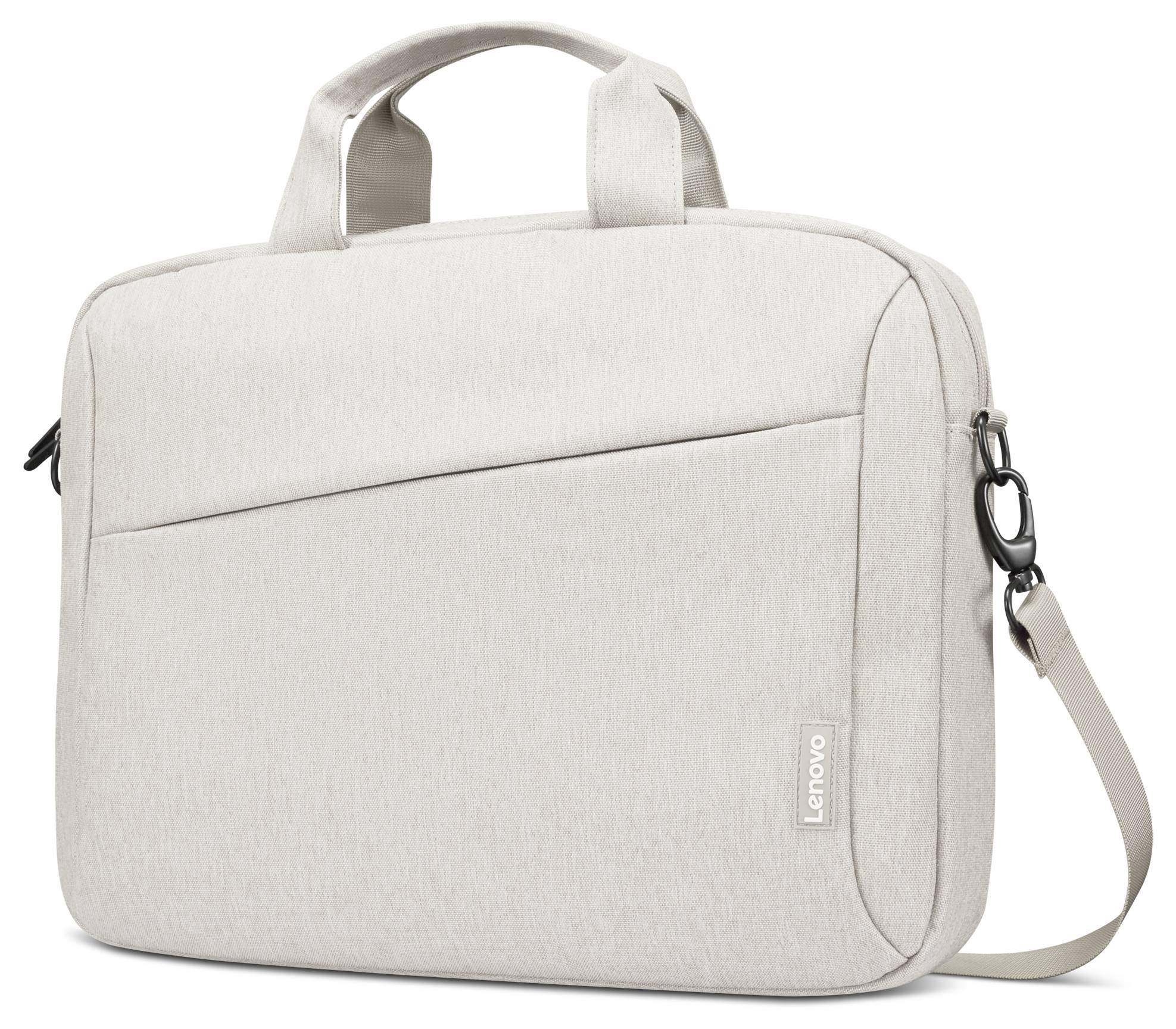 Hellbeige Lenovo-Laptop-Transporttasche mit Griffen und Schultergurt, auf weißem Hintergrund abgebildet.
