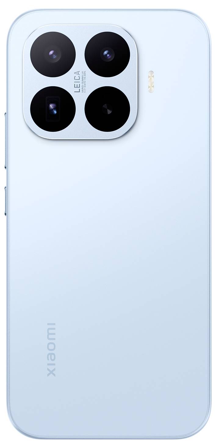 Rückseite eines hellblauen Xiaomi-Smartphones mit einem quadratischen Vier-Kamera-Leica-Modul in der oberen linken Ecke.