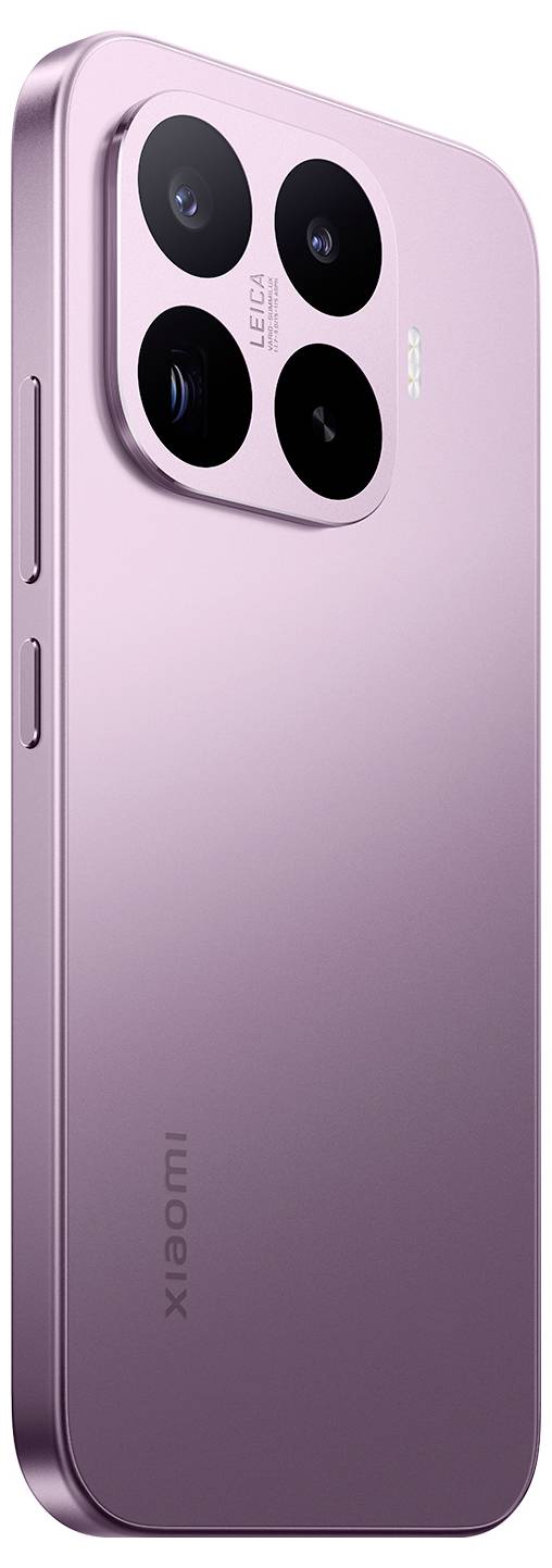 Rosa Xiaomi-Smartphone von hinten gezeigt, mit einem quadratischen Triple-Kamera-Modul und zwei großen Linsen sichtbar.