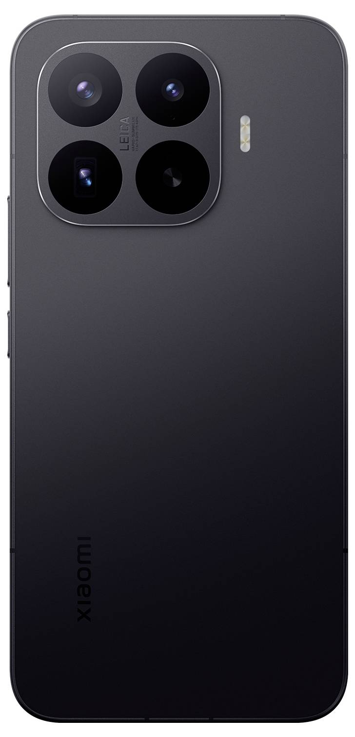 Rückansicht eines schwarzen Xiaomi-Smartphones mit einem quadratischen Quad-Kamera-Modul und Blitz in der oberen linken Ecke.