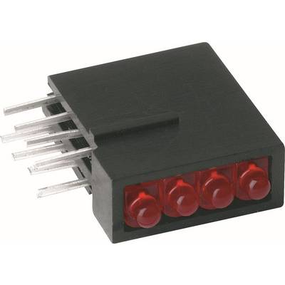 Schwarzes elektronisches Modul mit sechs Metallstiften und vier roten LED-Indikatoren an einem Ende.