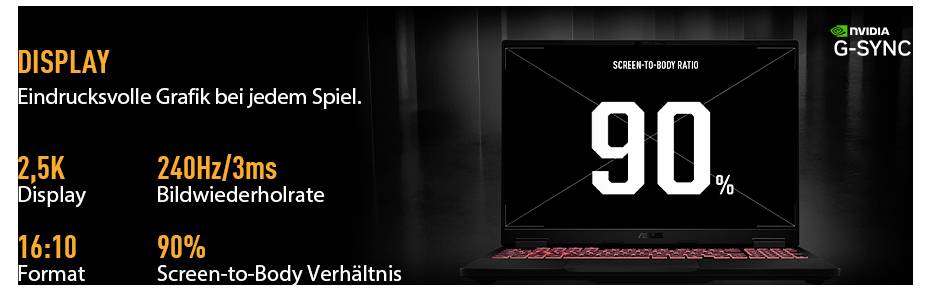 Asus Gaming Notebook 45.7 cm (18 Zoll) WUXGA 260 8 GB RAM 1 TB SSD Deutsch, QWERTZ AMD AMD Radeon Graphics NVIDIA GeForc-7