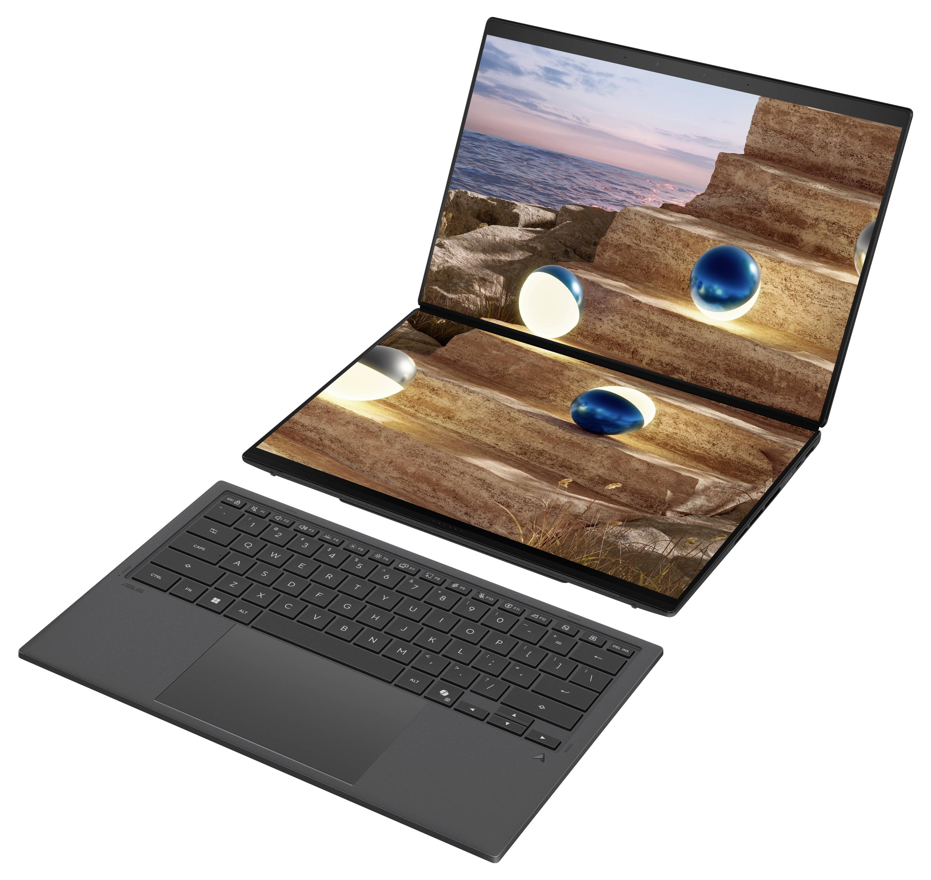 Asus Notebook 35.6 cm (14 Zoll) 3K 386H 32 GB RAM 1 TB SSD Deutsch, QWERTZ Intel Intel-Grafik Grau 90NB16V1-M00SK0-4