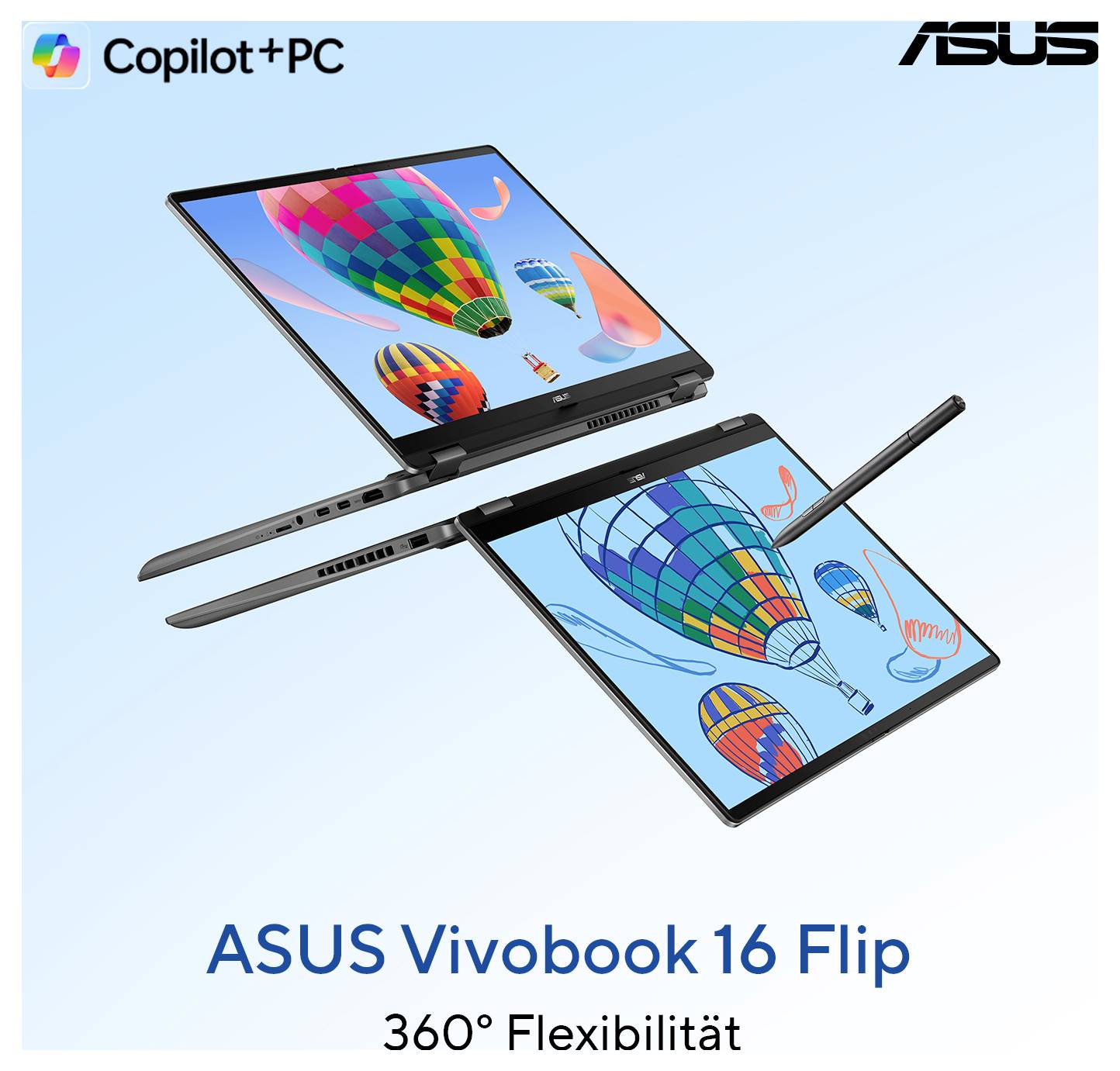 Asus Notebook 40.6 cm (16 Zoll) WUXGA 256V 16 GB RAM 512 GB SSD Deutsch, QWERTZ Intel Intel Arc Graphics Grau 90NB1511-M-9