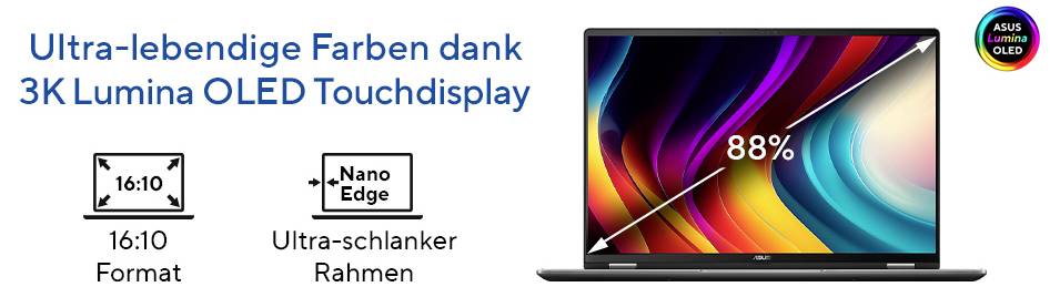 Asus Notebook 40.6 cm (16 Zoll) WUXGA 256V 16 GB RAM 512 GB SSD Deutsch, QWERTZ Intel Intel Arc Graphics Grau 90NB1511-M-12