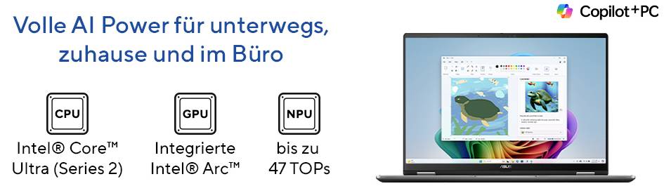 Asus Notebook 40.6 cm (16 Zoll) WUXGA 256V 16 GB RAM 512 GB SSD Deutsch, QWERTZ Intel Intel Arc Graphics Grau 90NB1511-M-13