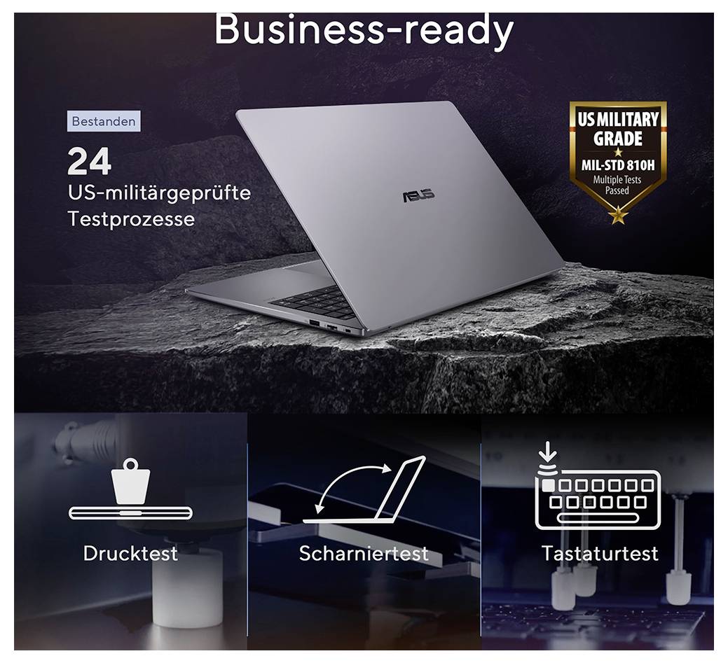 Asus Notebook 35.6 cm (14 Zoll) WQXGA AMD Ryzen AI 9 HX 470 64 GB RAM 1 TB SSD Deutsch, QWERTZ AMD AMD Radeon Grau 90NX0-13