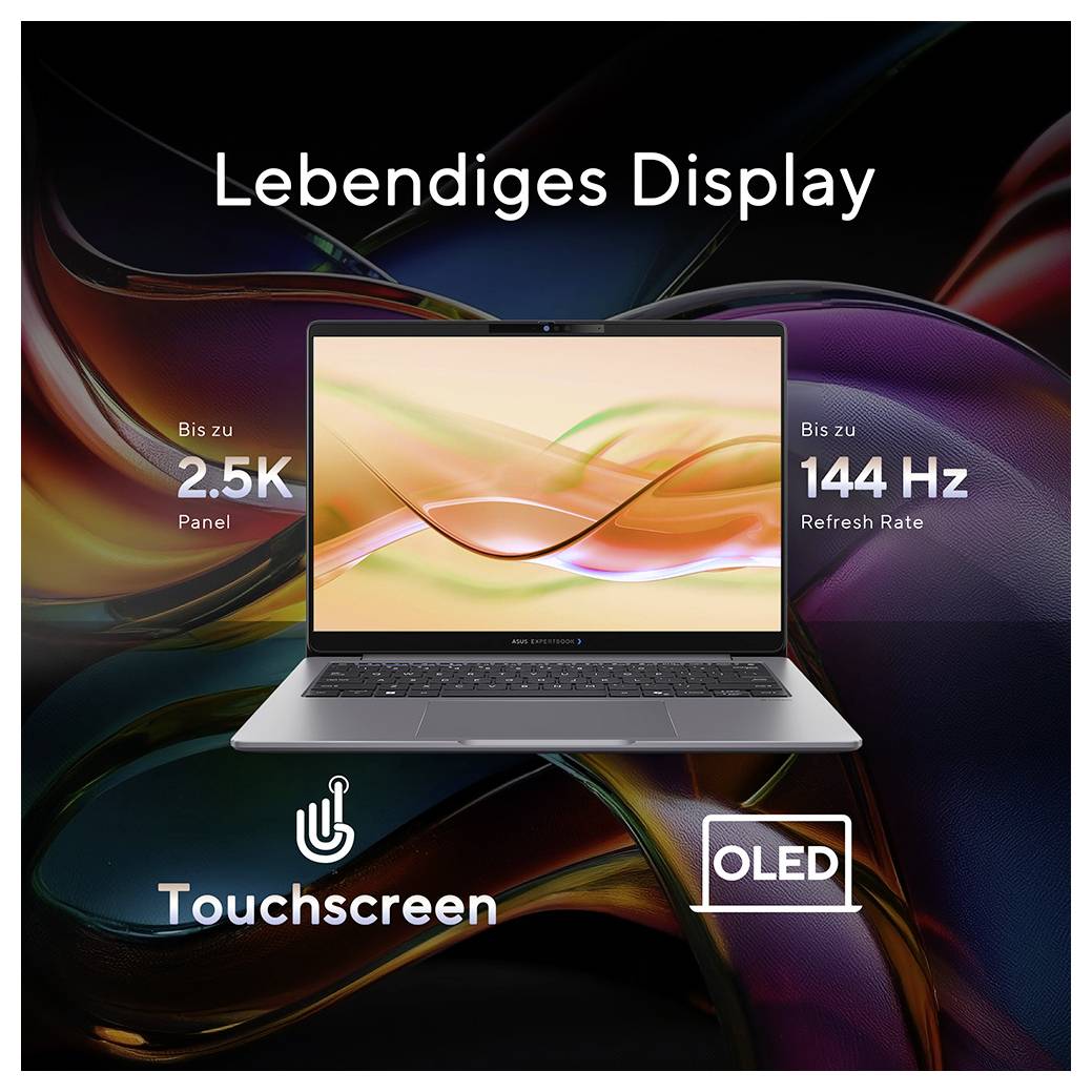 Asus Notebook 35.6 cm (14 Zoll) WQXGA AMD Ryzen AI 9 HX 470 64 GB RAM 1 TB SSD Deutsch, QWERTZ AMD AMD Radeon Grau 90NX0-14