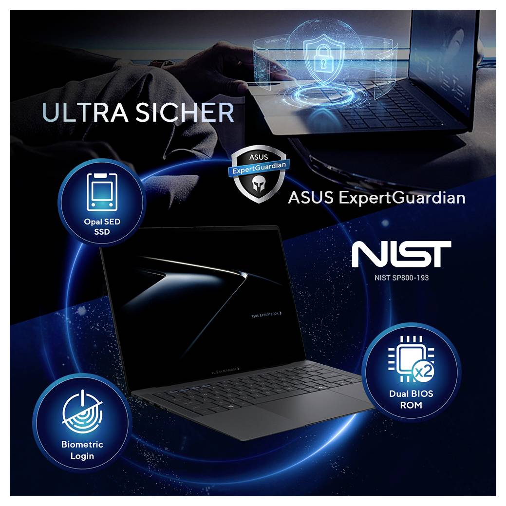 Asus Notebook 35.6 cm (14 Zoll) WQXGA+ 358H 64 GB RAM 2 TB SSD Deutsch, QWERTZ Intel Intel Arc Graphics Grau 90NX09J1-M0-18