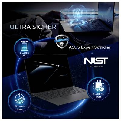 Asus Notebook 35.6 cm (14 Zoll) WQXGA+ 358H 64 GB RAM 2 TB SSD Deutsch, QWERTZ Intel Intel Arc Graphics Grau 90NX09J1-M0-18