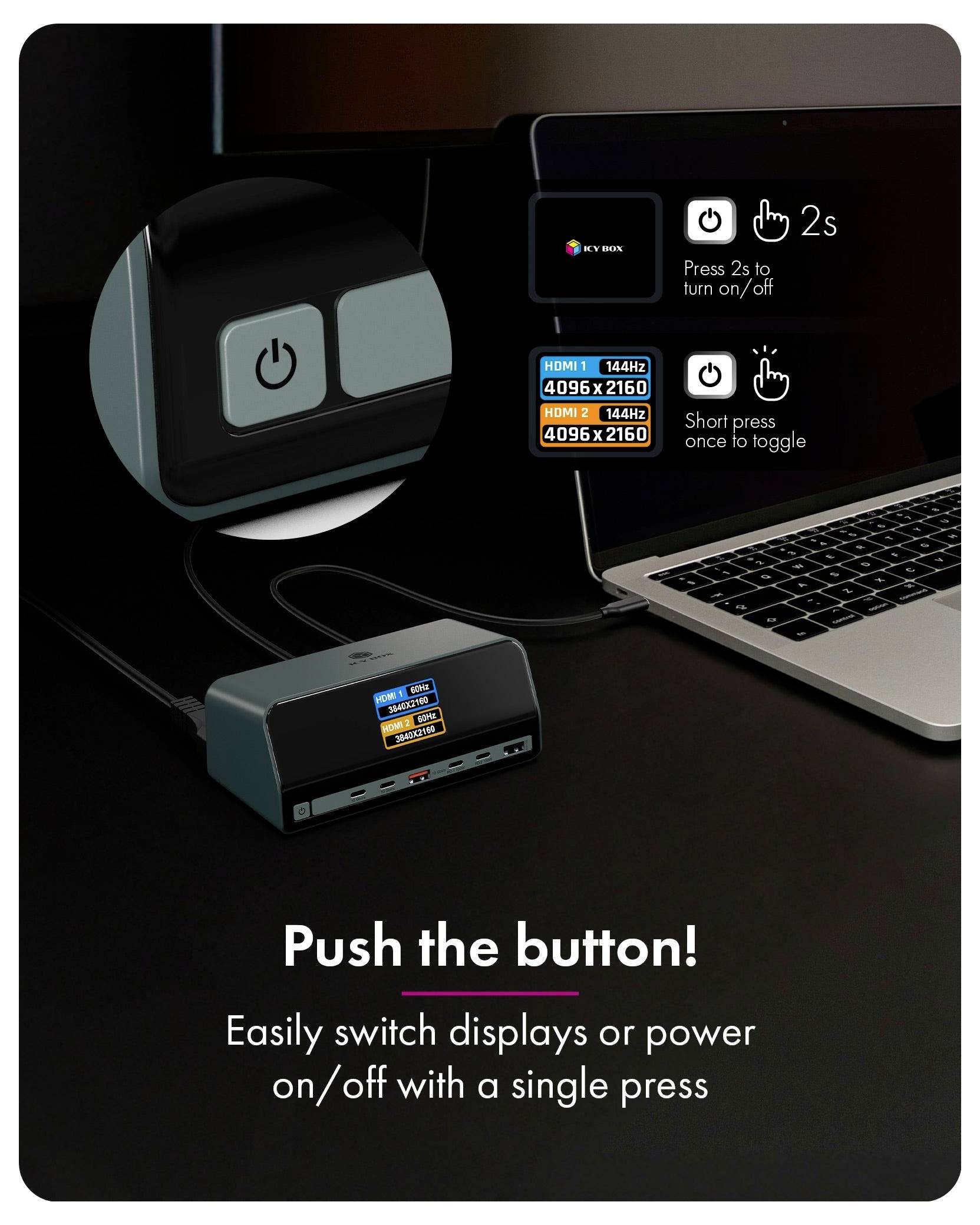 ICY BOX USB-C® Dockingstation Heart Dock 2300 integriertes Display, USB-C® Power Delivery-19