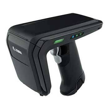 Tragbarer Black Zebra Barcode-Scanner mit Pistolengriff und Statusleuchten