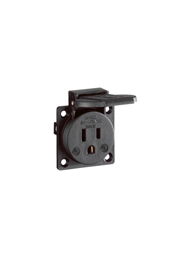 ABL Sursum UL12500  Einbau-Steckdose  halogenfrei, mit Deckel IK08 Schwarz
