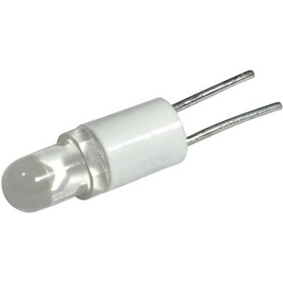 Weiße Leuchtdiode mit zwei Metalldrähten auf einfachem Hintergrund.
