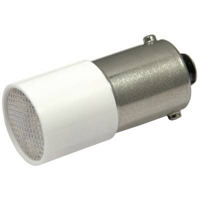Weiße LED-Glühbirne mit metallischer Bajonettverschlussfassung, vor neutralem Hintergrund abgebildet.