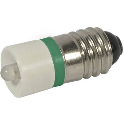 Nahaufnahme einer kleinen LED-Glühbirne mit metallischer Schraubfassung und matter weißer Linse auf neutralem Hintergrund.