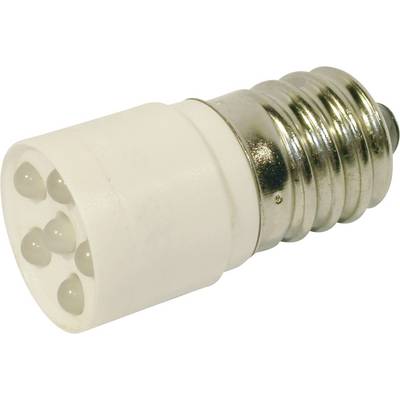 Nahaufnahme eines weißen LED-Glühbirnen-Adapters mit Metallgewindelager, gezeigt auf einem einfachen Hintergrund.