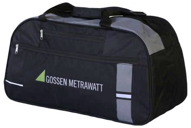 Schwarze GOSSEN METRAWATT Tragetasche mit Griffen, Seitentaschen und reflektierenden grauen Akzenten