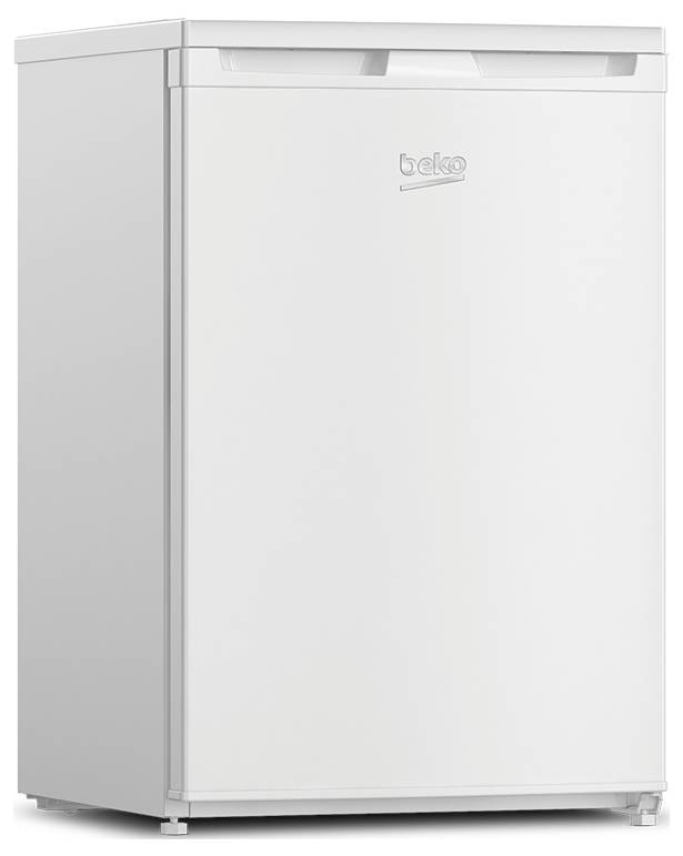 Weiße Beko-Gefrierlade mit Deckelöffnung von oben, dargestellt in einer Produktansicht von vorne-links auf einfachem Hintergrund.