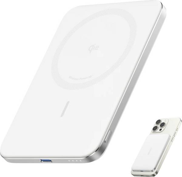 Anker Nano Powerbank 5000 mAh Qi 2   Weiß MagSafe-Kompatibel