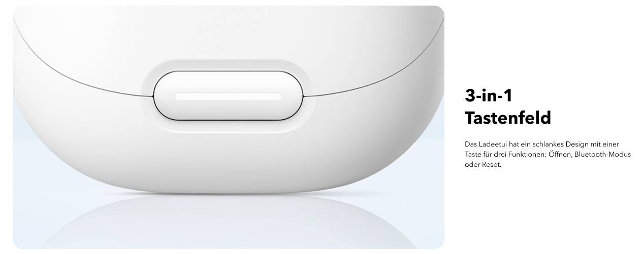 3-in-1 Standoff-Gerät mit einer Taste, beschriftet für offene, Bluetooth-Modus oder Zurücksetzen.