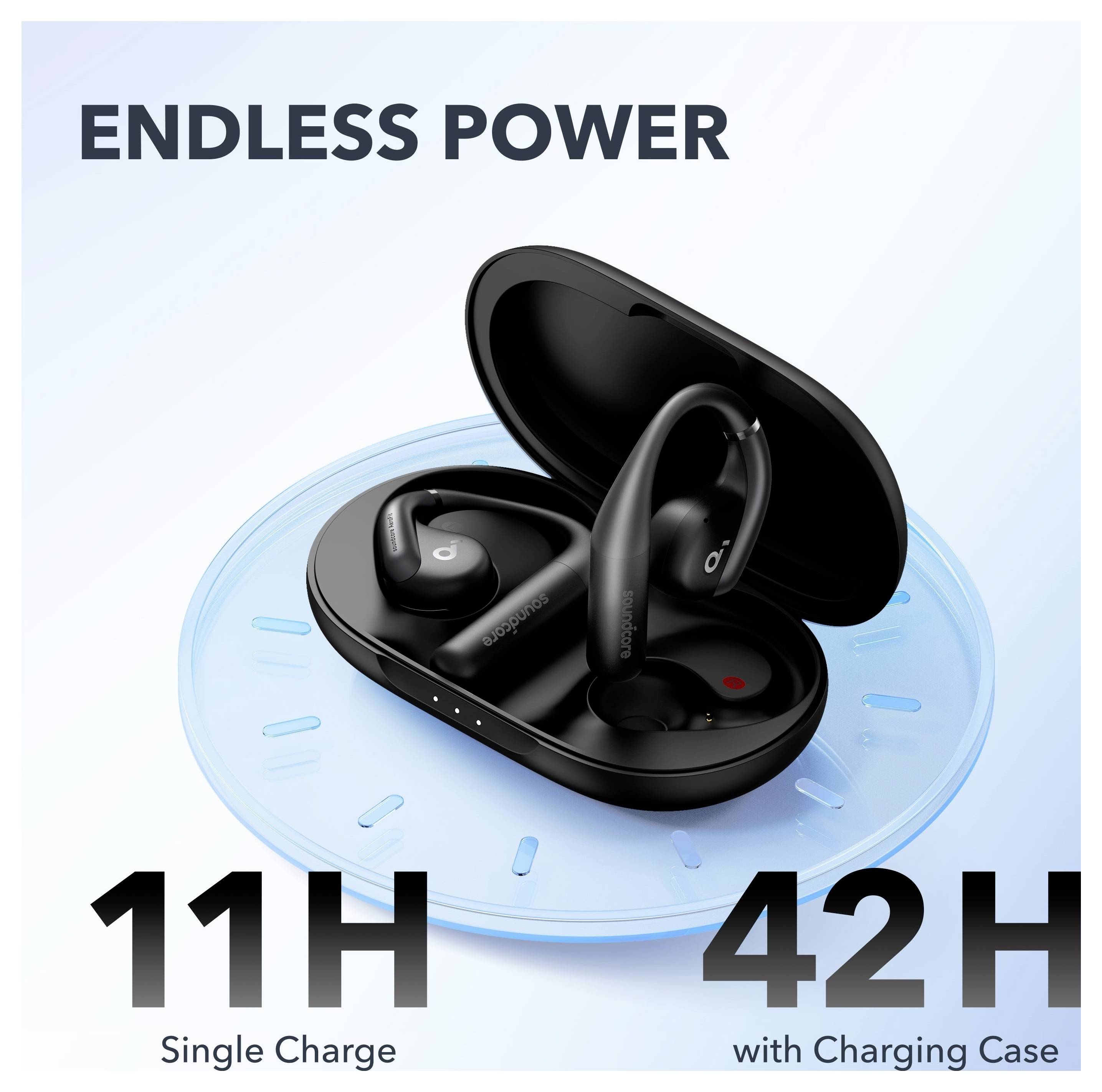 Anker Soundcore AeroFit On Ear Kopfhörer Bluetooth® Stereo Schwarz Ladecase-5