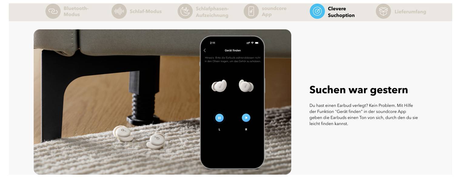Anker Soundcore Sleep A20 In Ear Kopfhörer Bluetooth® Weiß-16