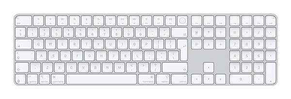 Apple Magic Keyboard Touch ID Num Key Bluetooth® Tastatur UK-Englisch, QWERTY Weiß Wiederaufladbar, Fingerabdruckleser, mit numerischer Tastatur, Hotkey Funktion