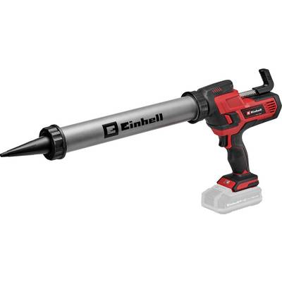 Schnurloses Einhell-Dichtmittelgewehr mit langem Lauf und spitzer Düse, gezeigt auf weißem Hintergrund mit angebrachter Batteriebasis.