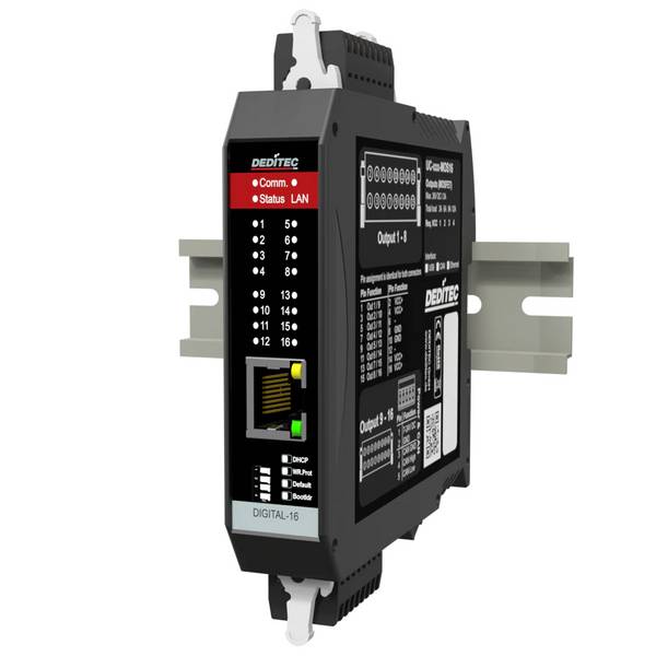 Deditec UC-CAN-E-R16_3A UC-CAN-E-R16_3A Relaismodul CAN, Ethernet Anzahl digitale Ausgänge: 16 Anzahl digitale Eingänge: 0 Anzahl Relais-Ausgänge: 16 Anzahl analoge Eingänge: 0