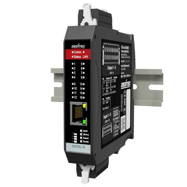 Deditec UC-ETH-O8-M8 UC-ETH-O8-M8 I/O-Modul Ethernet Anzahl digitale Ausgänge: 8 Anzahl digitale Eingänge: 8 Anzahl Relais-Ausgänge: 0 Anzahl analoge Eingänge: 0