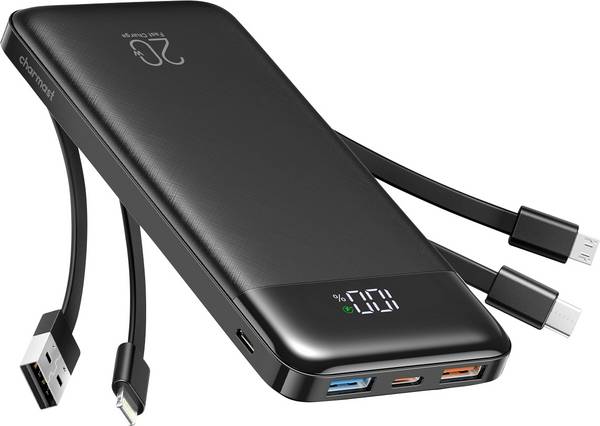 CHARMAST Powerbank W2065 20000mah black, Ultraslim Powerbank Universal Kompatibel Powerbank mit 20.000mah Kapazität Ein