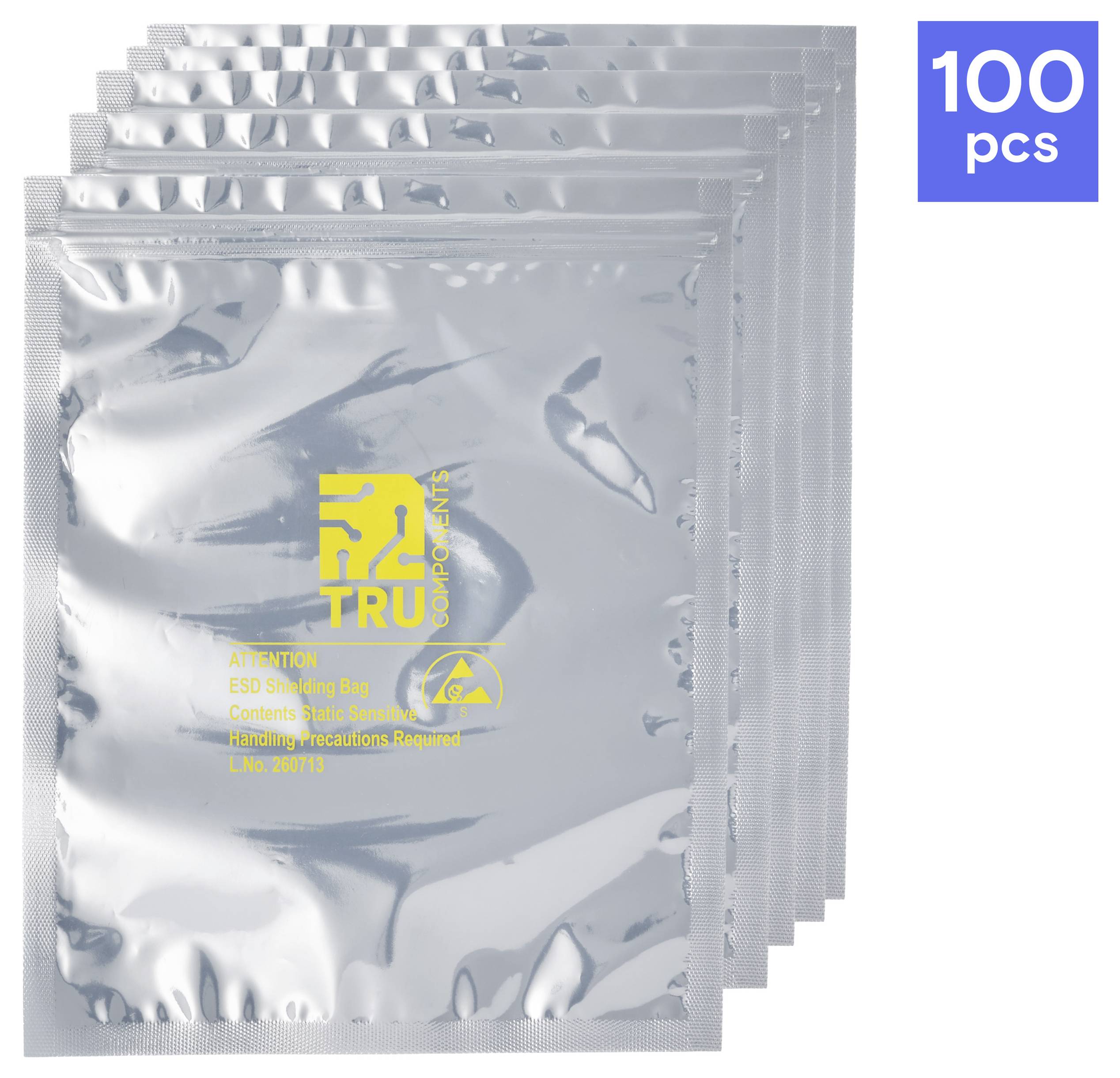 TRU COMPONENTS ESD-Abschirmbeutel ESD-Beutel (L x B) 250 mm x 200 mm ESD-Kennbuchstabe S antistatisch Bag 100 St.