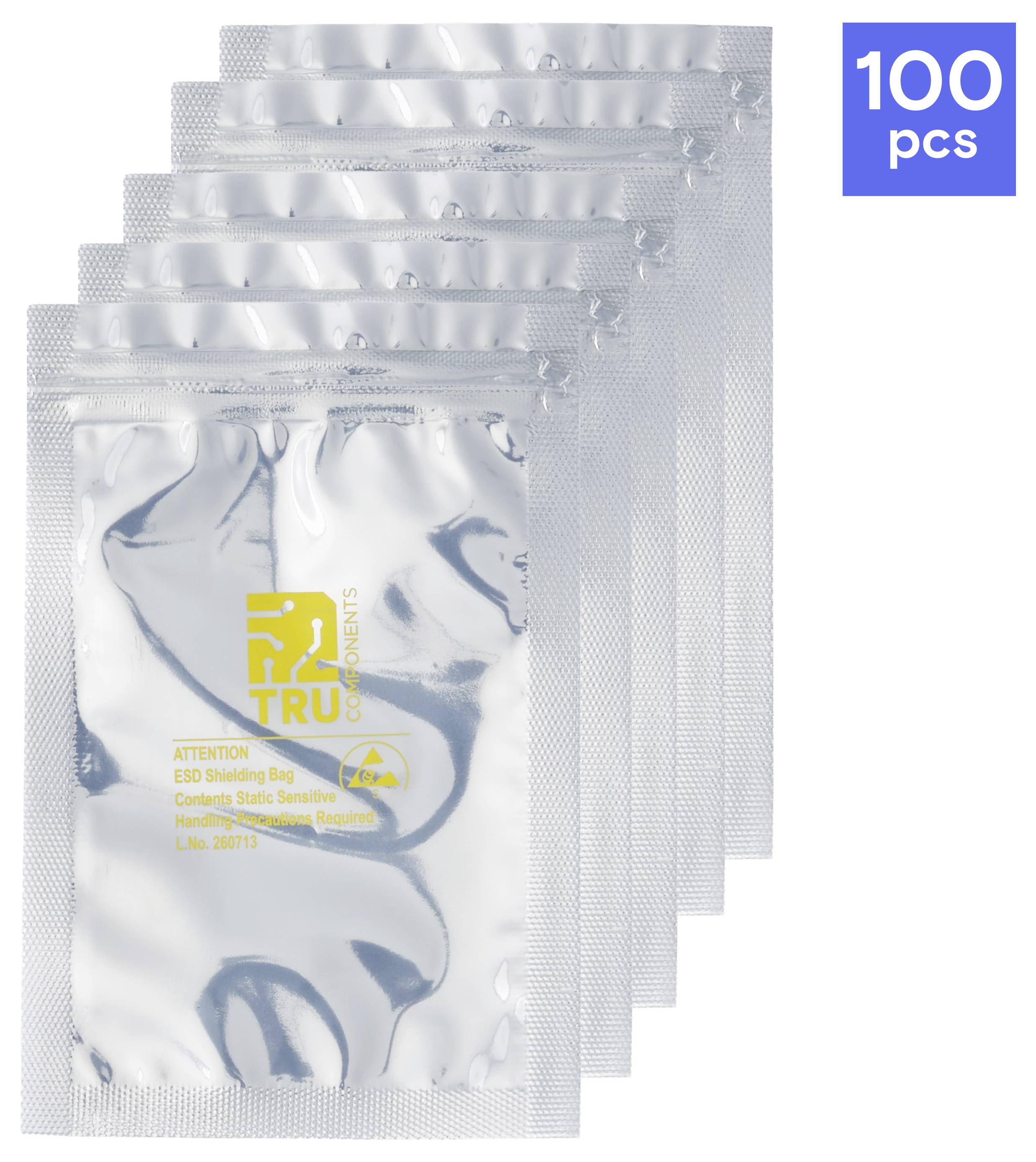 TRU COMPONENTS ESD-Abschirmbeutel ESD-Beutel (L x B) 152 mm x 100 mm ESD-Kennbuchstabe S antistatisch Bag 100 St.