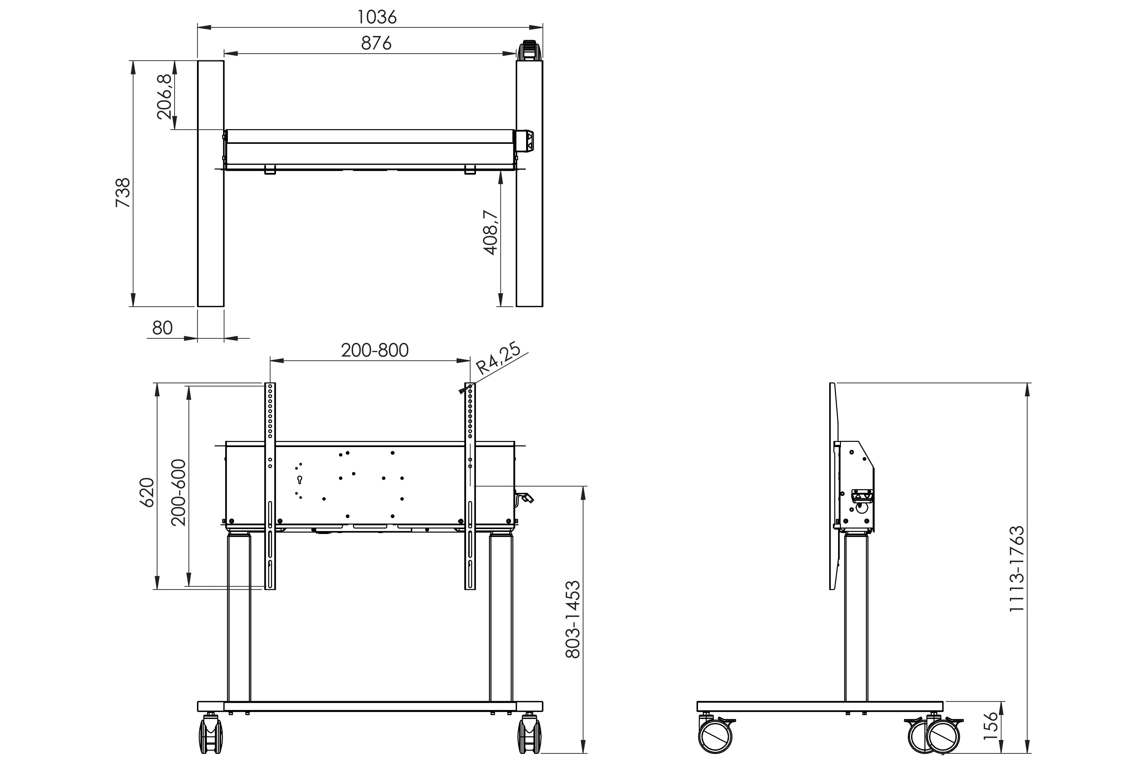 Legamaster TV-Rollwagen 1 Display(s) 139,7 cm (55") - 248,9 cm (98") Schwarz elektrisch motorisiert, Höhenverstellbar, S-9