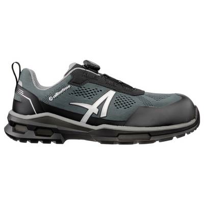 Schwarzer und petrolblauer Sportarbeitschuh mit robuster rutschfester Sohle, in Seitenansicht dargestellt.
