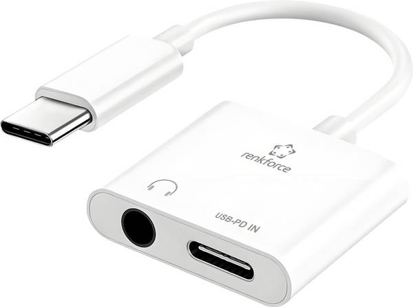 Renkforce RF-7608128 Kabelsplitter USB-C® (USB 2.0) USB 2.0 480 MBit/s mit Audio-Ports Weiß RF-USBH-310