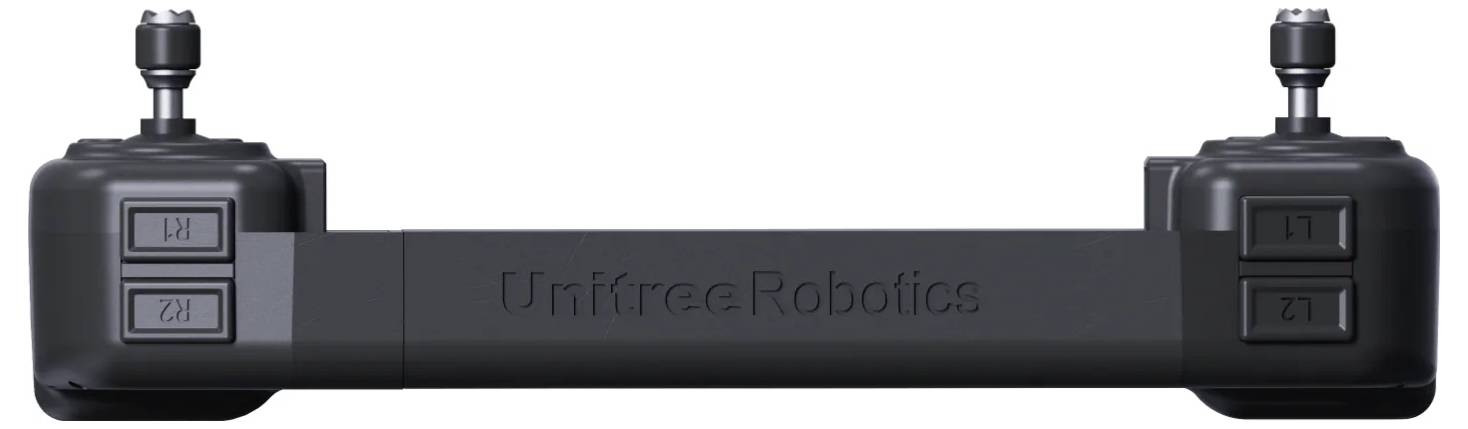 Schwarzer robotischer Armaktuator mit zwei motorisierten Endmodulen und einer zentralen Stange mit der Bezeichnung „UnifreeRobotics".