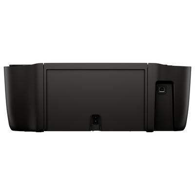 Schwarzes rechteckiges elektronisches Gerät mit großem zentralem Frontpanel, Seitenbereichen und einem kleinen Anschlussport in der Mitte unten.
