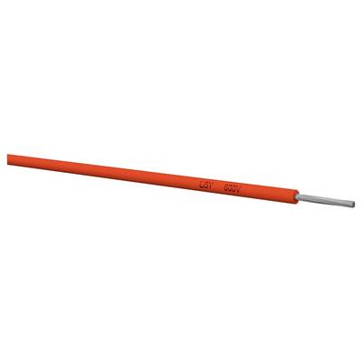 Orangefarbenes isoliertes Stromkabel mit freiliegenden Silberdrahtenden, gekennzeichnet mit „L5V 600V".