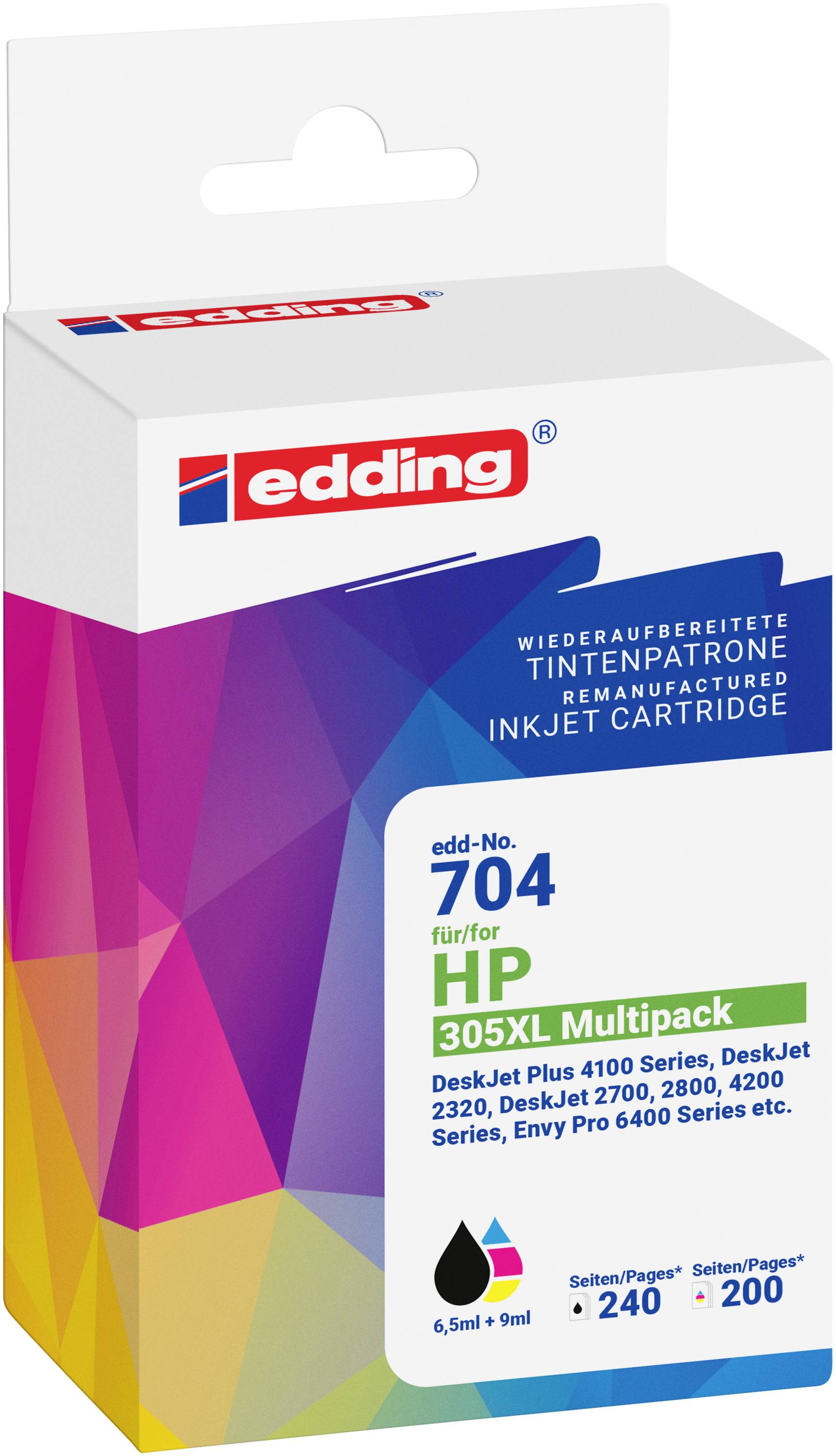 Edding Druckerpatrone ersetzt HP 305XL Multipack 2 Kompatibel Schwarz, Cyan, Magenta, Gelb EDD-704 18-704-0