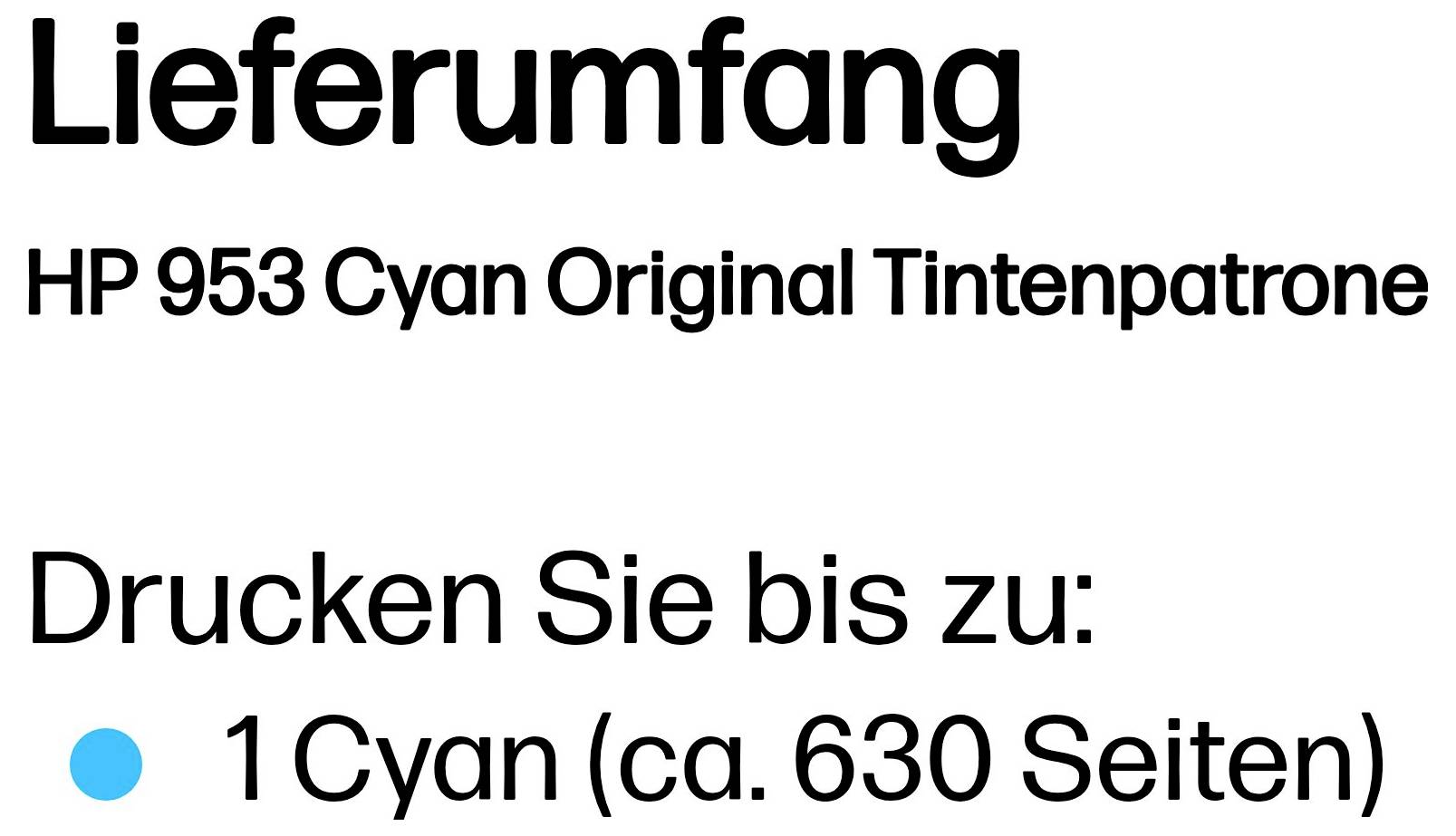 HP Druckerpatrone HP 953 - 8.5 ml - Cyan - original - Offi Original einzeln Cyan F6U12AE-2
