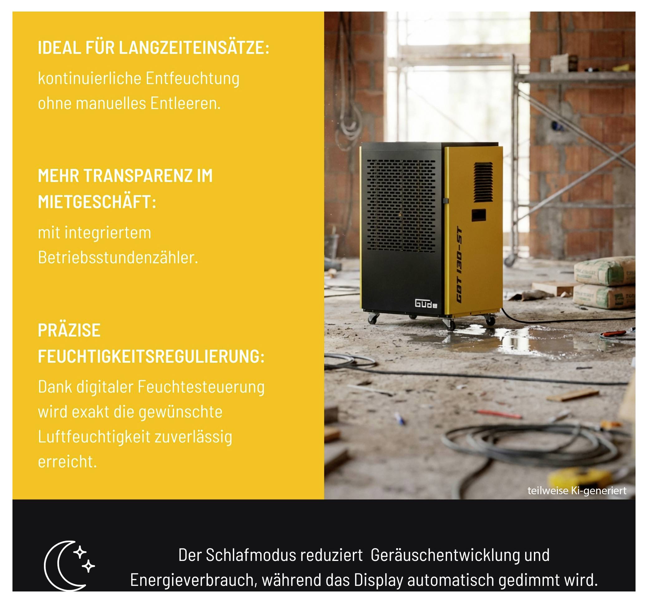 GÜDE 55585 Bautrockner 250 m² 1500 W 130 l/Tag-6