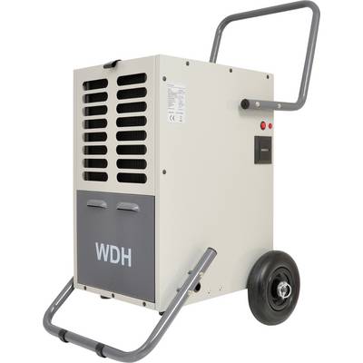 Tragbarer Industrieentfeuchter auf Rollen mit Griff, Lüftungsöffnungen und Bedienungsschalter, bezeichnet mit „WDH".