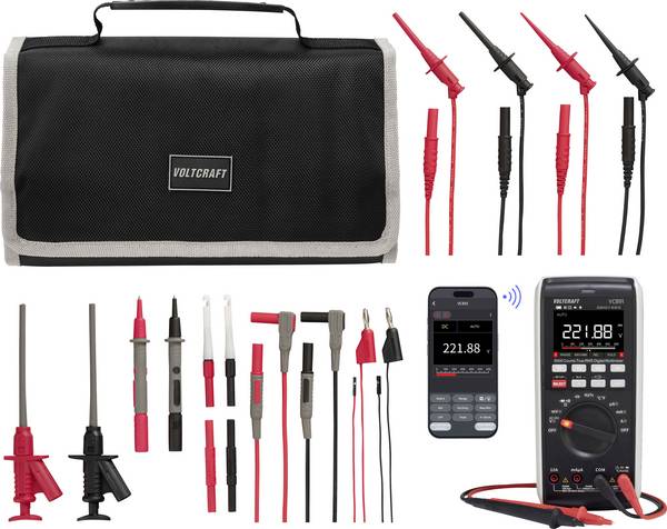 VOLTCRAFT VC-891 Multimeter mit MLSet-120 Messleitungen und Tasche
