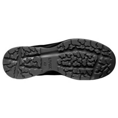 Schwarze Laufschuhsohle mit Stollen und tiefem Profilmuster sowie "LIVOX 42" Branding in der Mitte.
