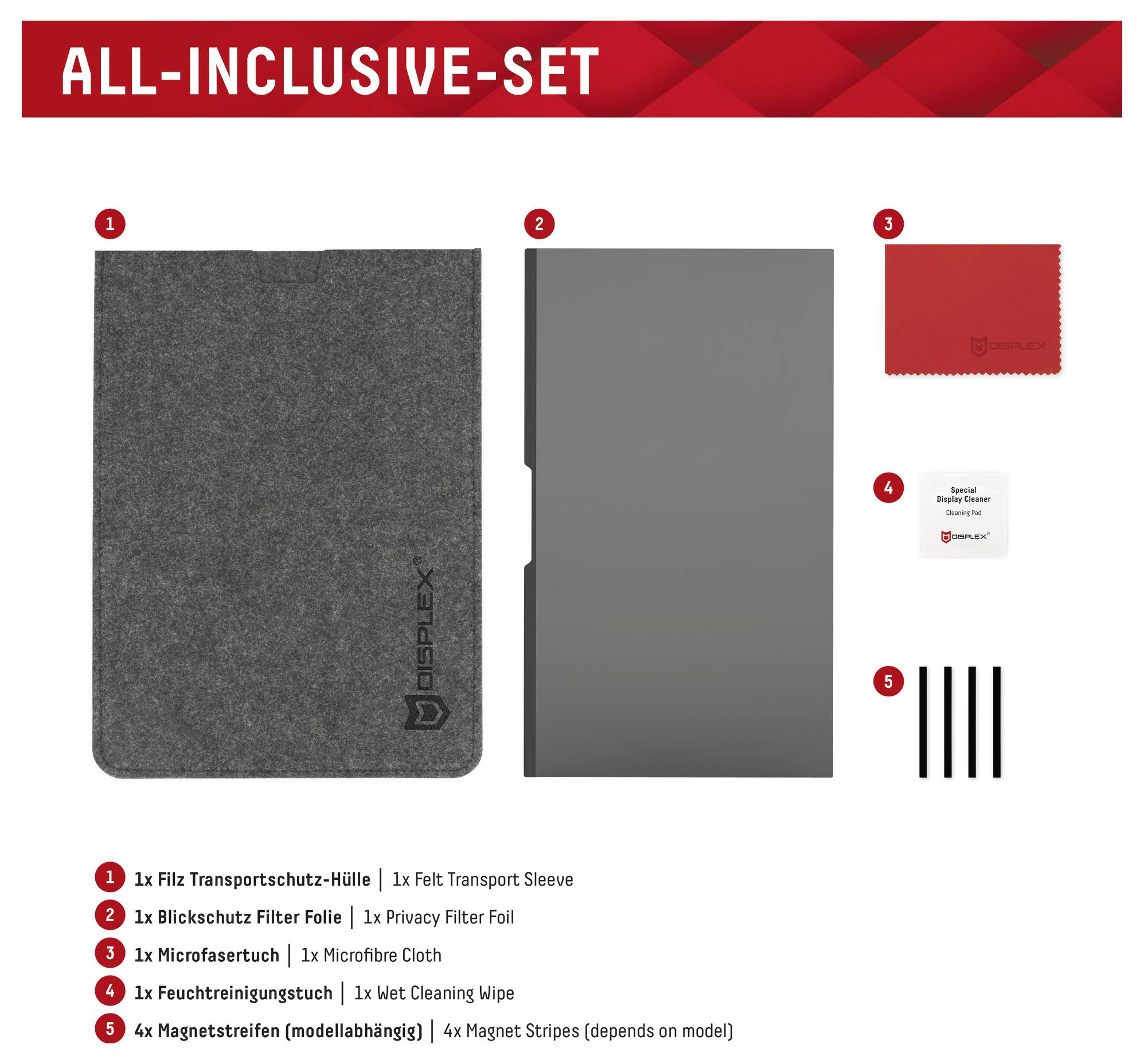 DISPLEX Privacy Safe Displayschutzfolie mit Blickschutz Universell Universell 1 St. Seitlicher Blickschutz 02053-8