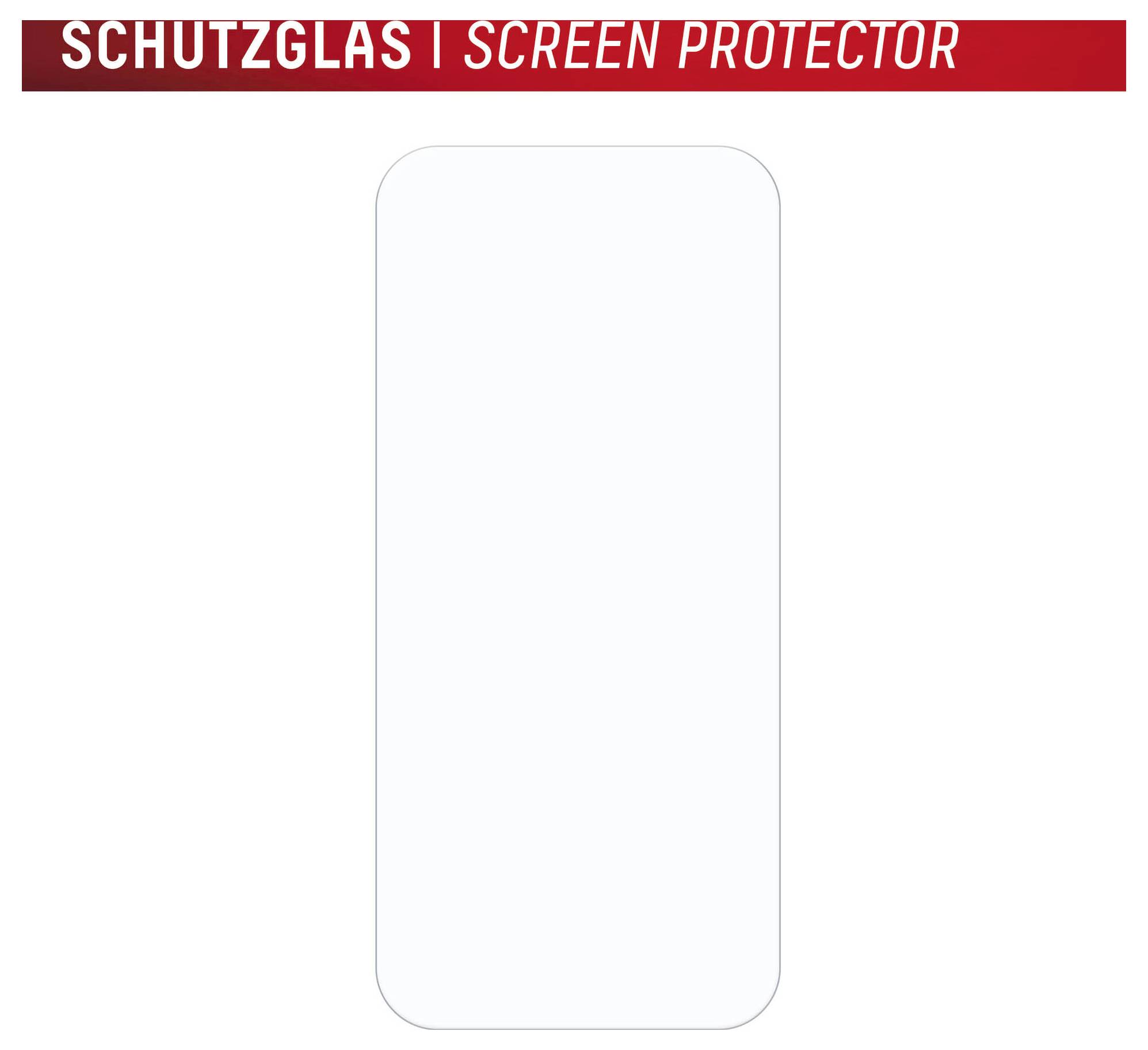 Blank smartphone screen protector template mit rotem Header-Text "SCHUTZGLAS | SCREEN PROTECTOR".