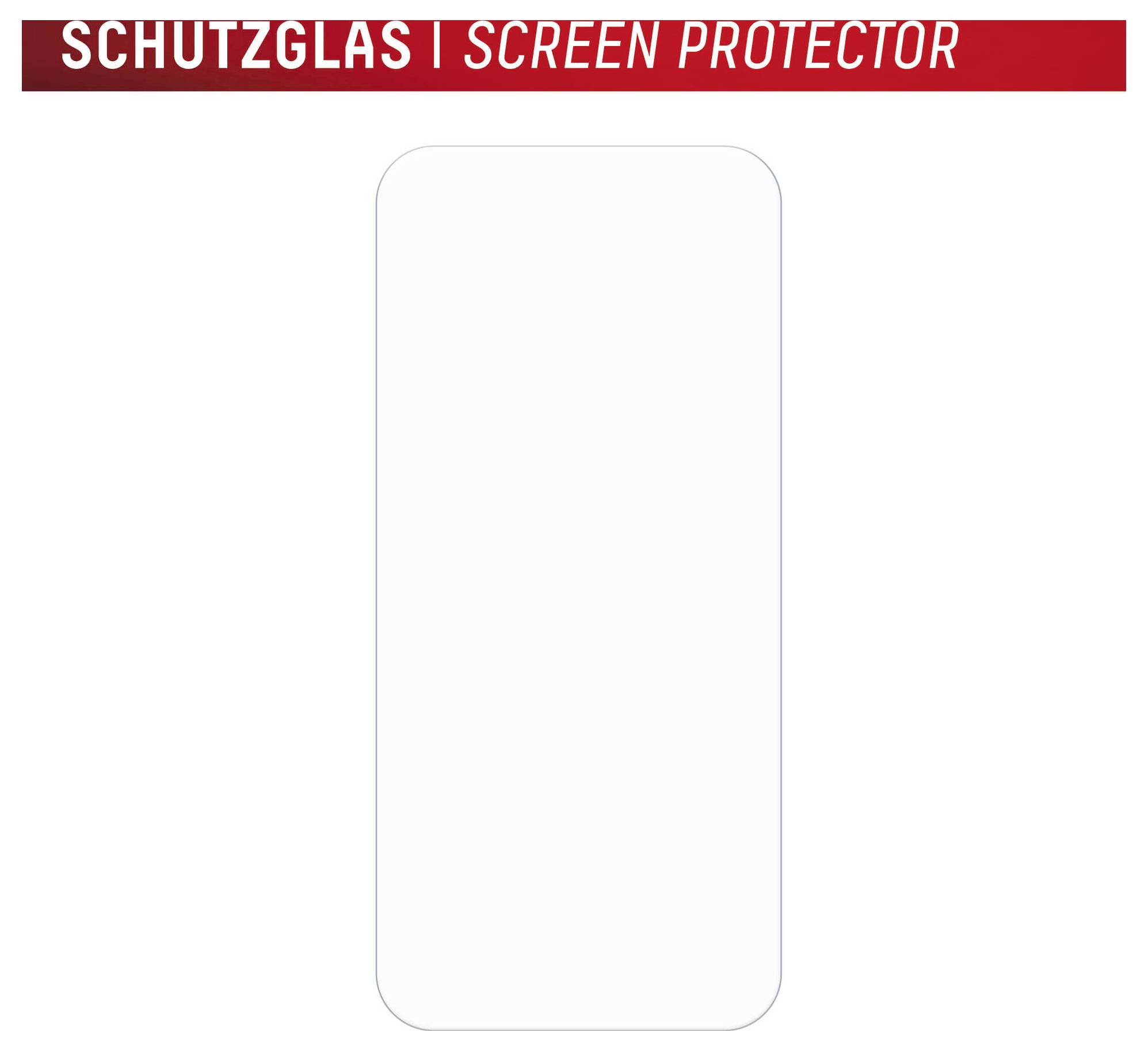 Leerer Smartphone-Bildschirmschutz unter der Überschrift „SCHUTZGLAS | SCREEN PROTECTOR" dargestellt.
