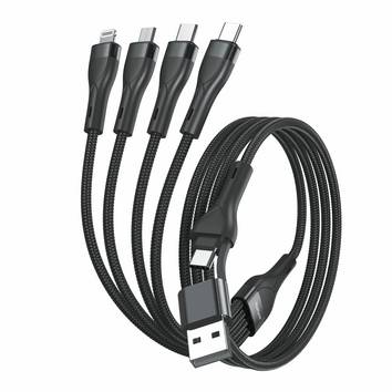 4Smarts USB-Kabel   USB-A Stecker, USB-C®, USB-Micro-B Stecker, Apple Lightning Stecker 1.2 m Schwarz  541023